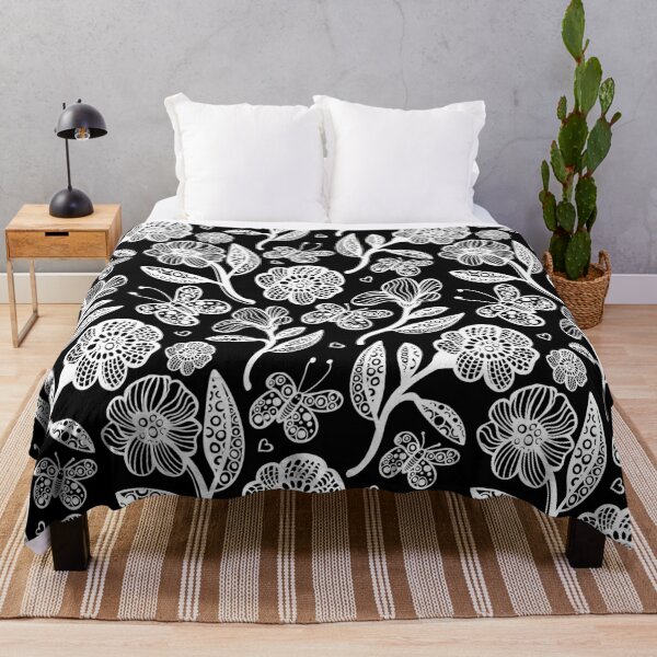 Item preview, Butterfly flower Doodle Garden - Black and White Palette designed and sold by Sketchbook Designs.