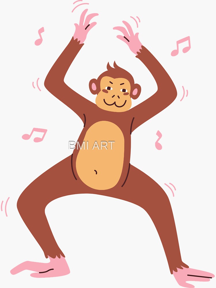 "Dancing monkey" Sticker for Sale by Bmiart Redbubble