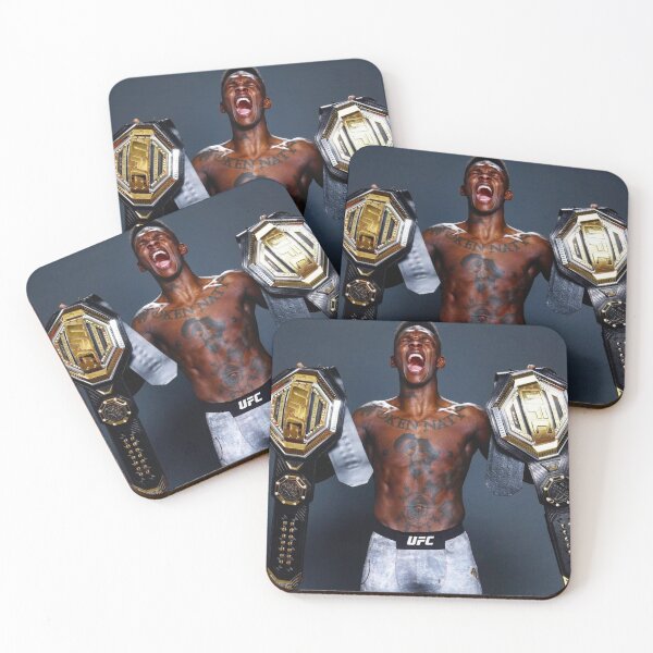 Item preview, Israel Adesanya UFC Champion The Last Style Bender holding the belts designed and sold by Grace-Cop.