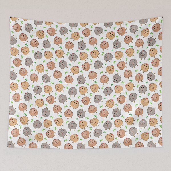 Item preview, cute chickens pattern white background designed and sold by nutmegfairy.
