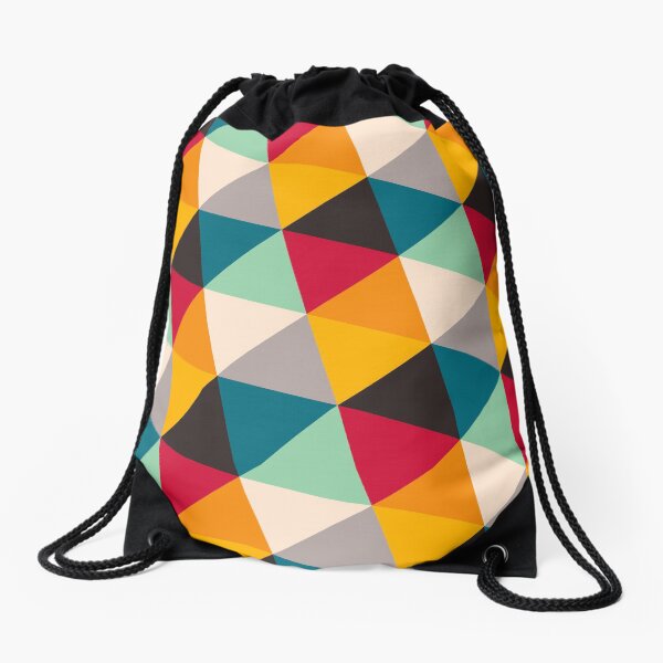 Multicolor triangles Drawstring Bag