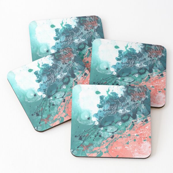 Item preview, Abstract painting in turquoise colors, calligraphy, poetry designed and sold by Anna Suvorova.