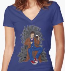 Throne of Time Women's Fitted V-Neck T-Shirt