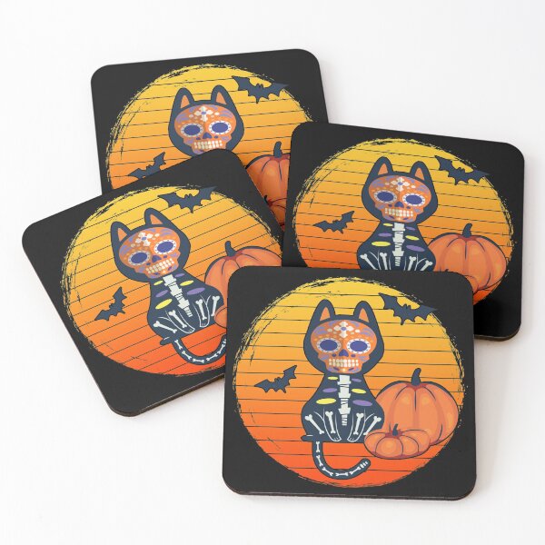 Artikelvorschau, Coole und lustige schwarze Katze bunte Halloween Sonnenuntergang Meme entworfen und verkauft von corner-shop.
