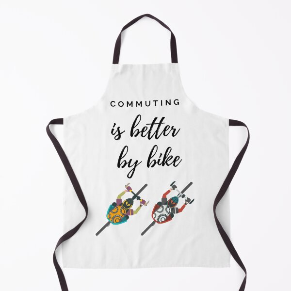 Item preview, Commuting is better by bike. Two commuters, unisex, backpacks, mountain or hybrid bikes. Birds eye view. Colour illustration and back text designed and sold by JellyBeenzz.
