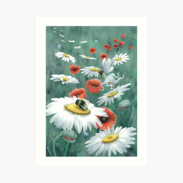 Poppies and Daisies Art Print