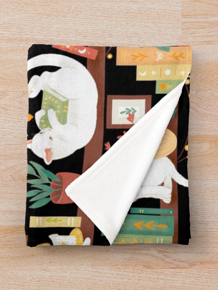 Alternate view of Library cats 2020 - night Throw Blanket