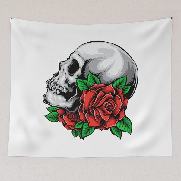 Item preview, Skull With Beautiful Rose designed and sold by JTS STORE.