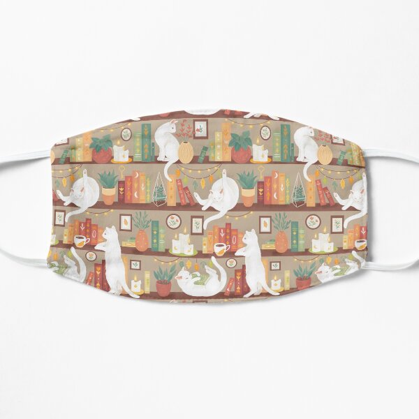 Library cats 2020 - soft pastel shade Flat Mask