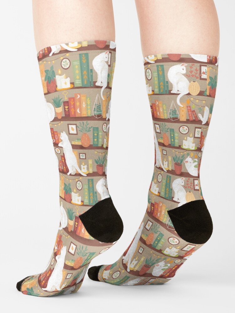 Alternate view of Library cats 2020 - soft pastel shade Socks