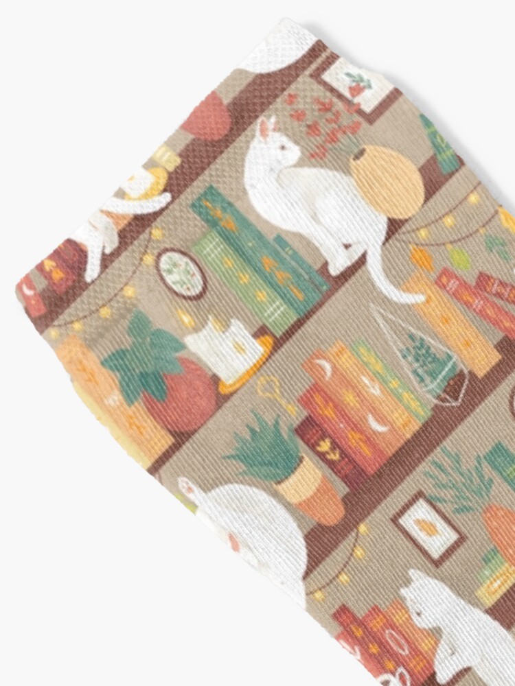 Alternate view of Library cats 2020 - soft pastel shade Socks