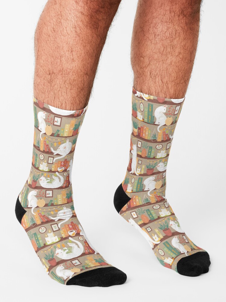 Alternate view of Library cats 2020 - soft pastel shade Socks