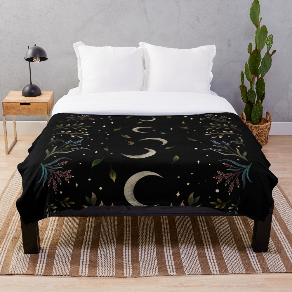 "Crescent Moon Garden" Throw Blanket for Sale by episodicDrawing Redbubble