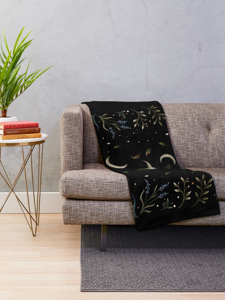 "Crescent Moon Garden" Throw Blanket for Sale by episodicDrawing Redbubble