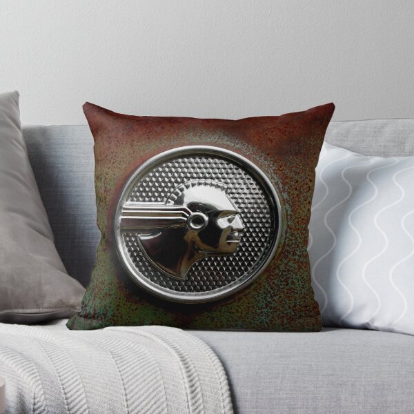 Abandoned 1952 Pontiac Chieftain Emblem Throw Pillow