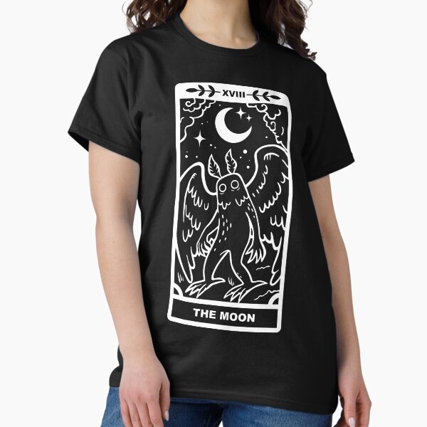Vista previa del artículo con la obra «Mothman x Moon - Líneas blancas», diseñado y vendido por CryptidCoven.