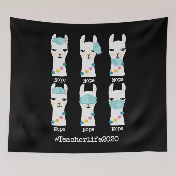 Item preview, Teacher Life 2020 Llama Wearing Mask designed and sold by Blackpuzzle.