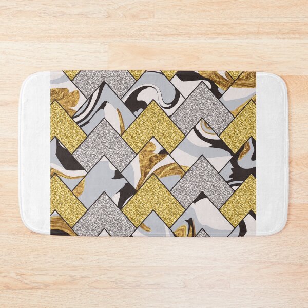 Item preview, Gold silver and black geometric marble mosaic  designed and sold by Delicarte.