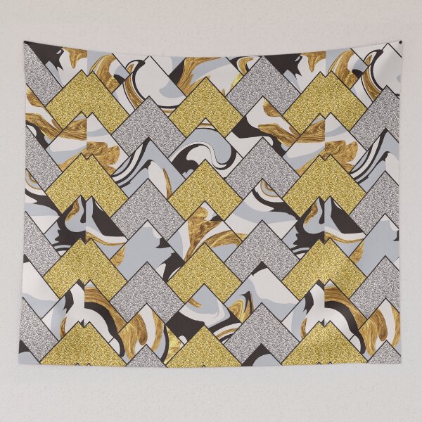 Item preview, Gold silver and black geometric marble mosaic  designed and sold by Delicarte.