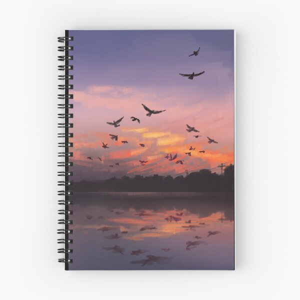 Item preview, sunset with birds designed and sold by poki-art.