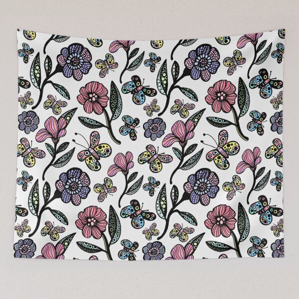 Item preview, Butterfly flower Pattern - Pink and Purple Palette designed and sold by Sketchbook Designs.