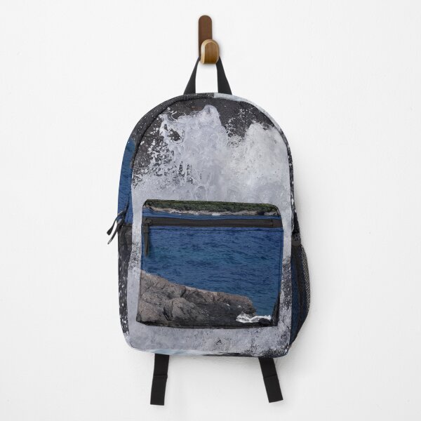 Item preview, Ocean waves crashing on rocky shore designed and sold by likebakerdo.