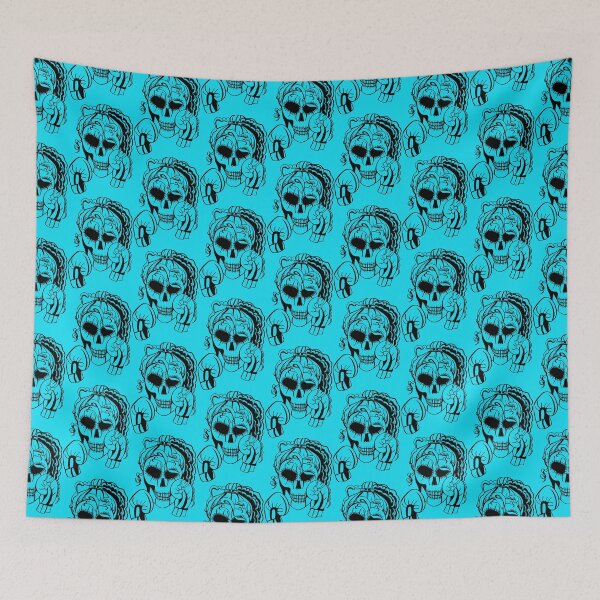 Item preview, Skull Boxer on BLUE background, Boxing, Box, Boxer, gothic, halloween, spooky designed and sold by IslesArt.
