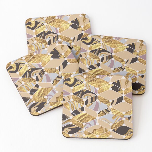 Item preview, Black silver gold geometric marble mosaic  designed and sold by Delicarte.
