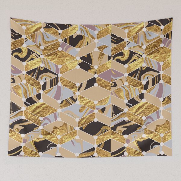 Item preview, Black silver gold geometric marble mosaic  designed and sold by Delicarte.