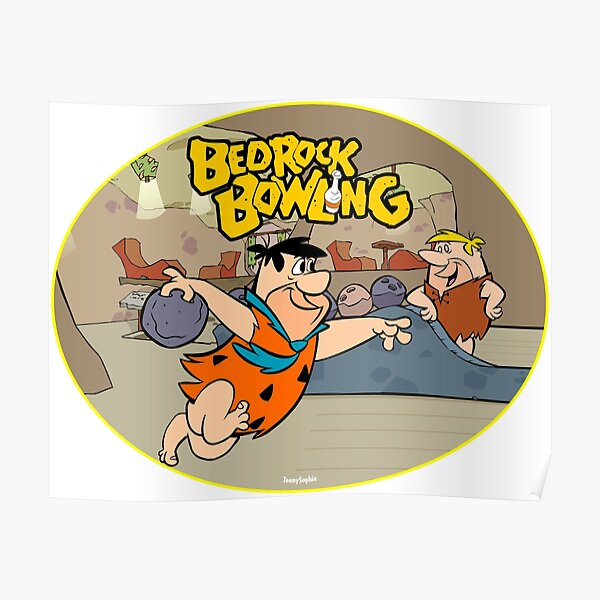 Flintstone Bedrock Bowling Poster