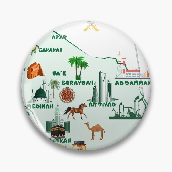 Item preview, Kingdom of Saudi Arabia Map tourist attractions cities flag  designed and sold by mashmosh.