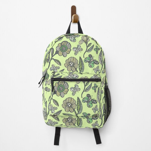 Item preview, Butterfly Flower Pattern - Lime Green and Grey Palette designed and sold by Sketchbook Designs.