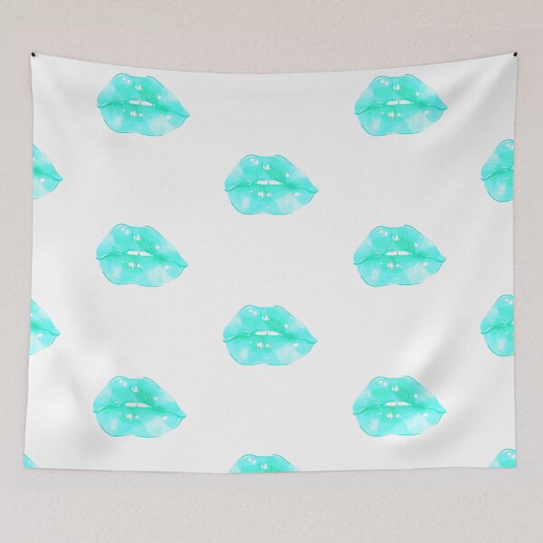 Item preview, Aqua Green Cute Thick Lips Watercolor Painting designed and sold by javes93.