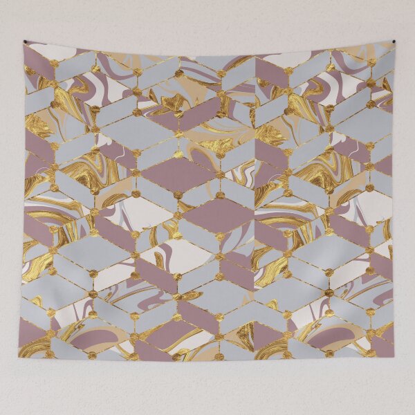 Item preview, brown silver and white geometric marble mosaic  designed and sold by Delicarte.