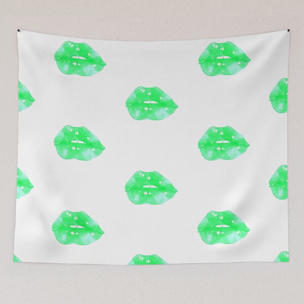 Item preview, Bright Green Cute Thick Lips Watercolor Painting designed and sold by javes93.