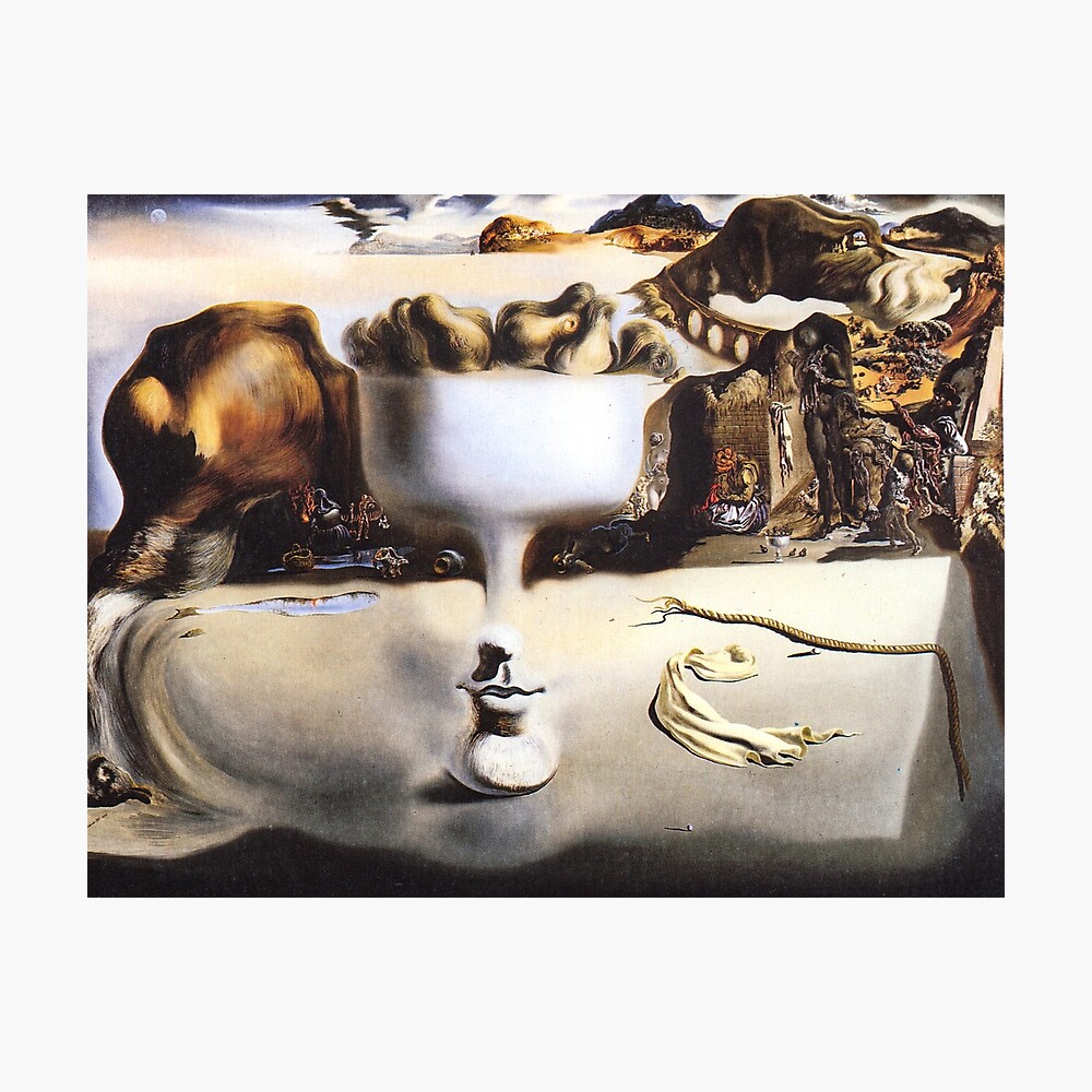 Aparición De Un Rostro Y Un Frutero En La Playa Póster «Aparición de rostro y frutero en una playa de Salvador Dalí» de  Mara-Ayvazyan | Redbubble