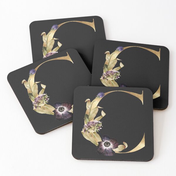 Item preview, Initial C in Gold with Corn Stalks and Purple Flowers designed and sold by smnessen.