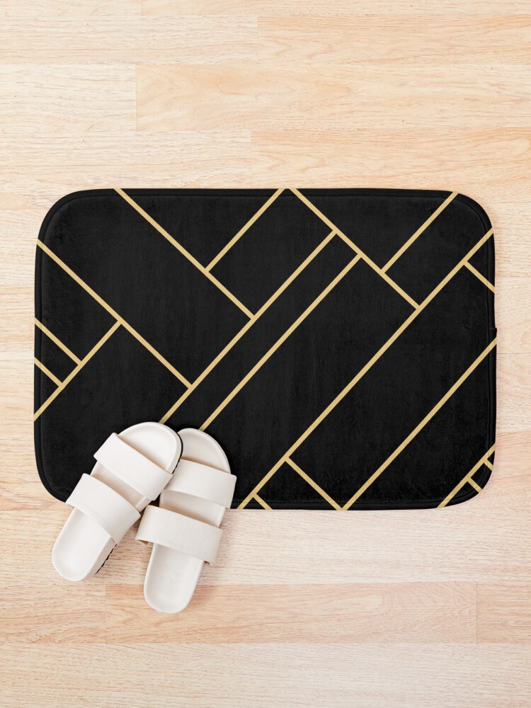 "Black Gold Stone Geometric" Bath Mat for Sale by themadesigns Redbubble