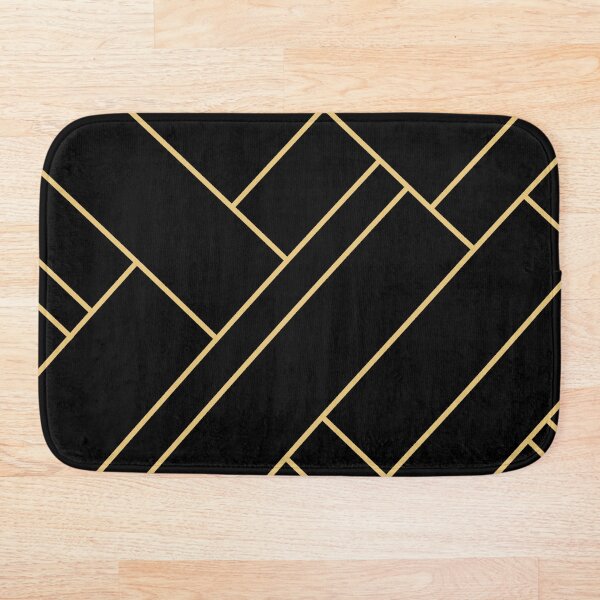 Black Gold Stone Geometric Bath Mat