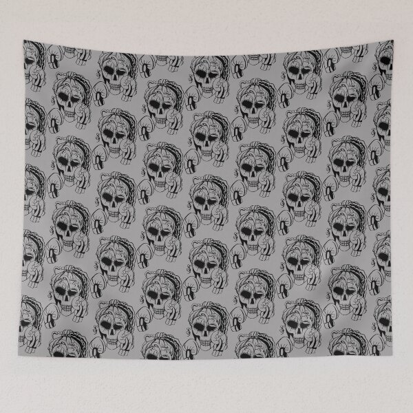 Item preview, Skull Boxer on GREY background, Boxing, Box, Boxer, gothic, halloween, spooky designed and sold by IslesArt.