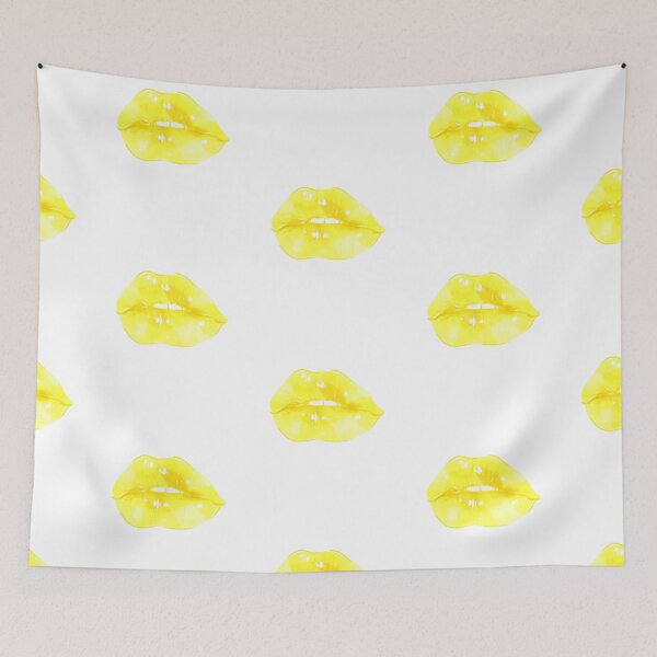 Item preview, Yellow Green Cute Thick Lips Watercolor Painting designed and sold by javes93.