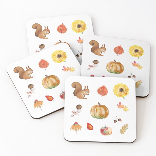 Item preview, Autumn Fall Watercolor Squirrel, Leaves, Sunflower, Pumpkin Images designed and sold by Krafty  Arts Studio.