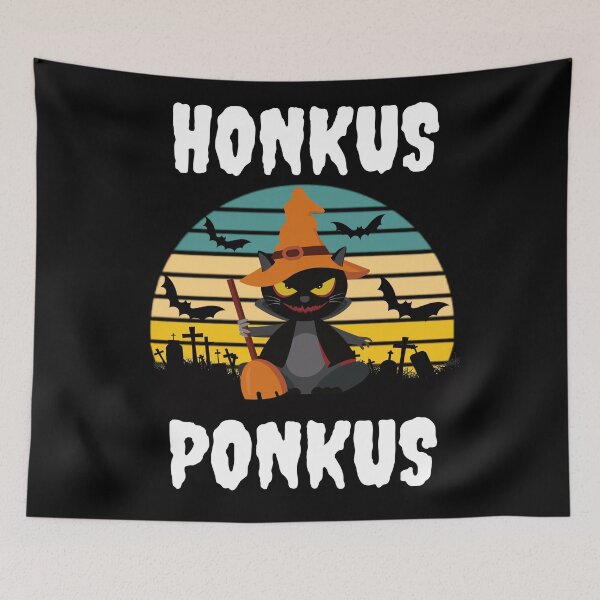 Item preview, Honkus Ponkus Spooky Cat Vintage Sunset Funny Halloween Design designed and sold by OneandHalf.