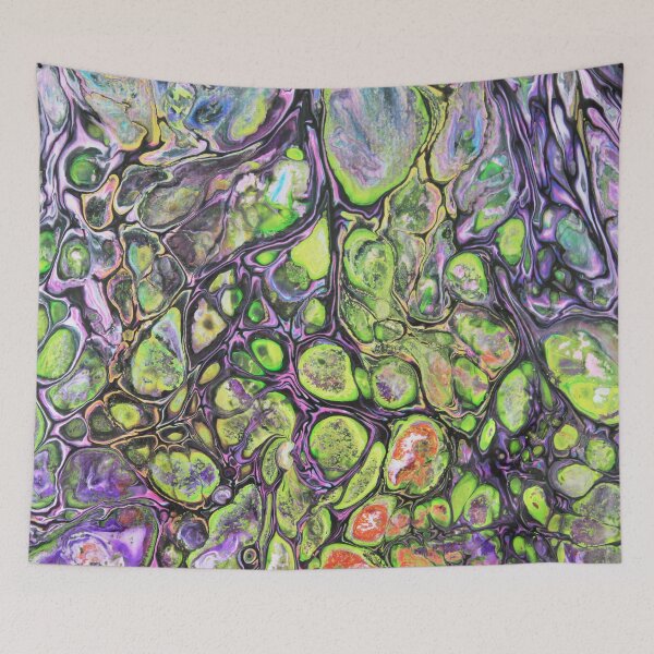 Item preview, Acrylic Pour Painting- Green, Orange, Purple and Black designed and sold by happydaysstudio.