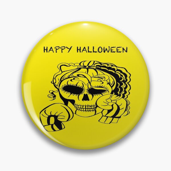 Item preview, HAPPY HALLOWEEN Skull Boxer on YELLOW background, Boxing, Box, Boxer, gothic, halloween, spooky designed and sold by IslesArt.