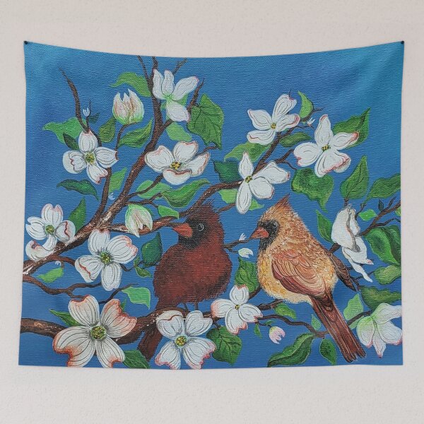 Item preview, Cardinals In Dogwood Tree designed and sold by pikolasart.