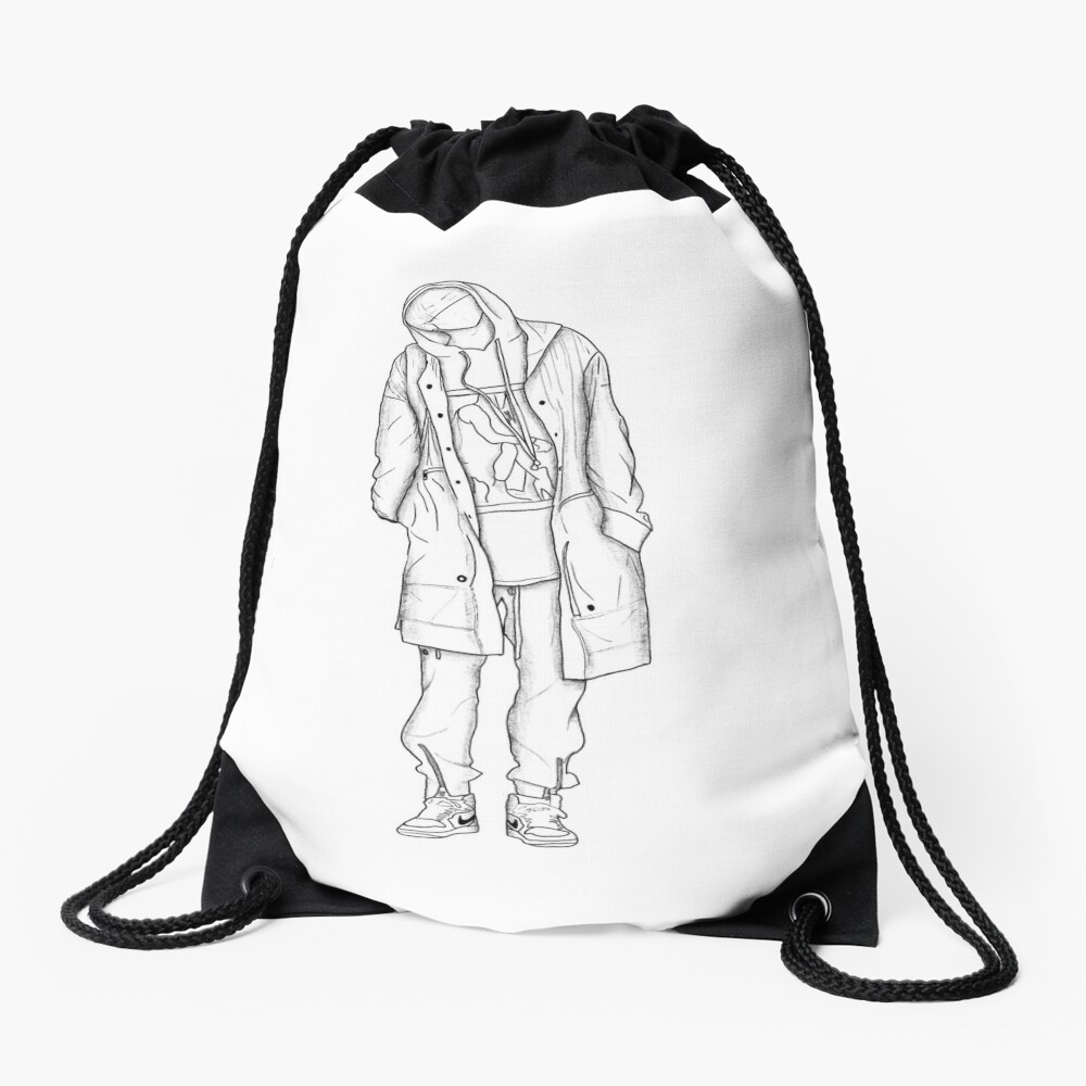 Namjoon, RM of BTS airport fashion sketch | Drawstring Bag