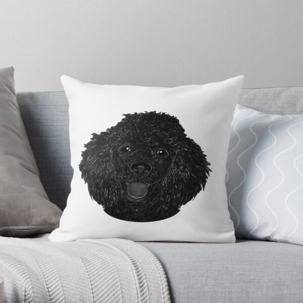Cute Black Beautiful Poodle Puppy Throw Pillow