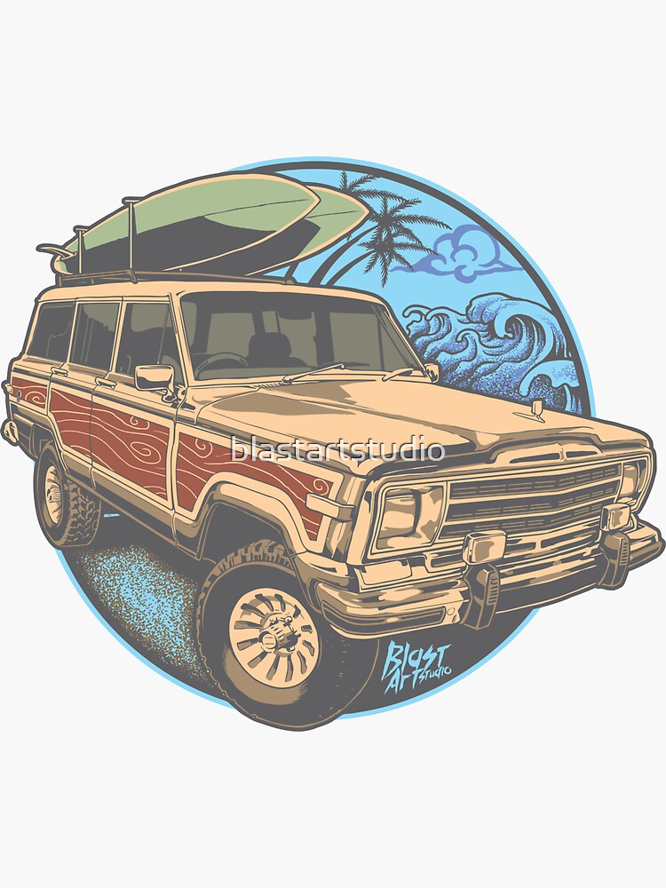 "Surf Jeep" Sticker by blastartstudio Redbubble