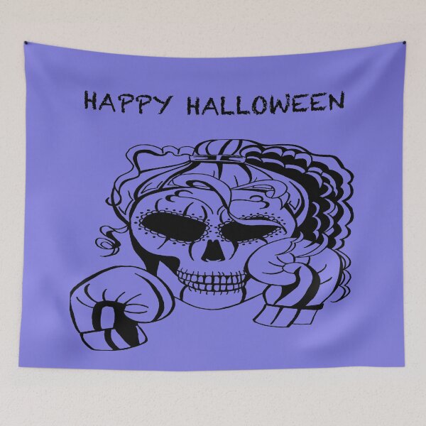 Item preview, HAPPY HALLOWEEN Skull Boxer on PURPLE background, Boxing, Box, Boxer, gothic, halloween, spooky designed and sold by IslesArt.